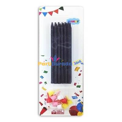 10-Cm-Siyah-Mum-12li