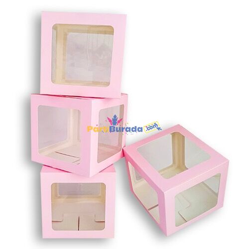 10lu-Buyuk-25-cm-Seffaf-Kutu-Pembe