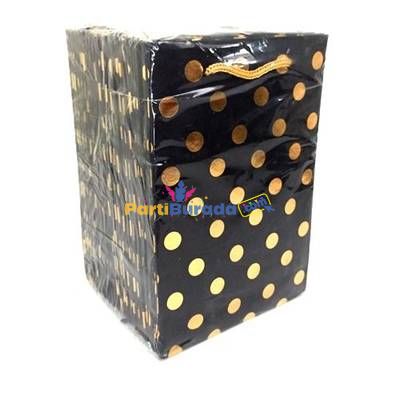 1217-Karton-Canta-25li-Siyah-Gold-Puantiye